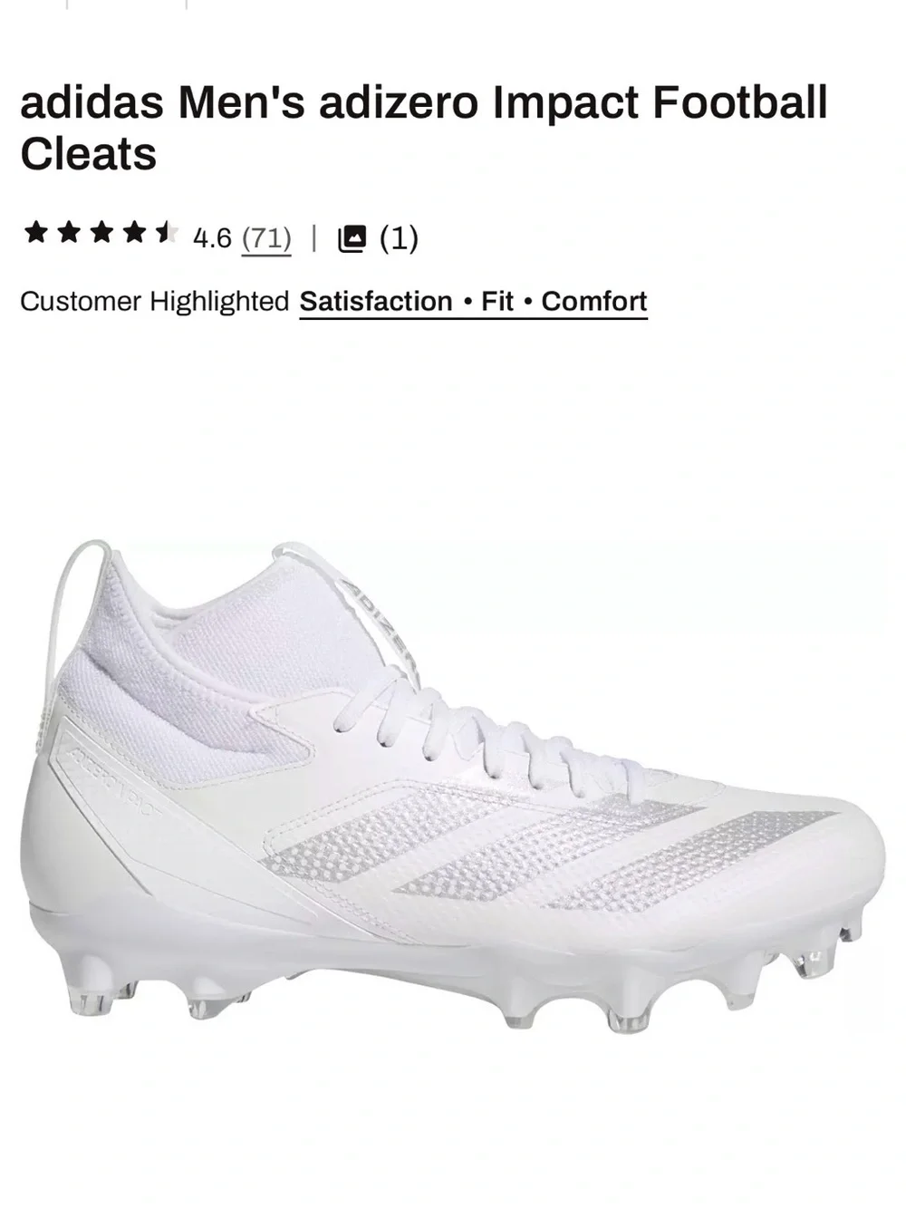 adidas White Football Cleats with white Stripes